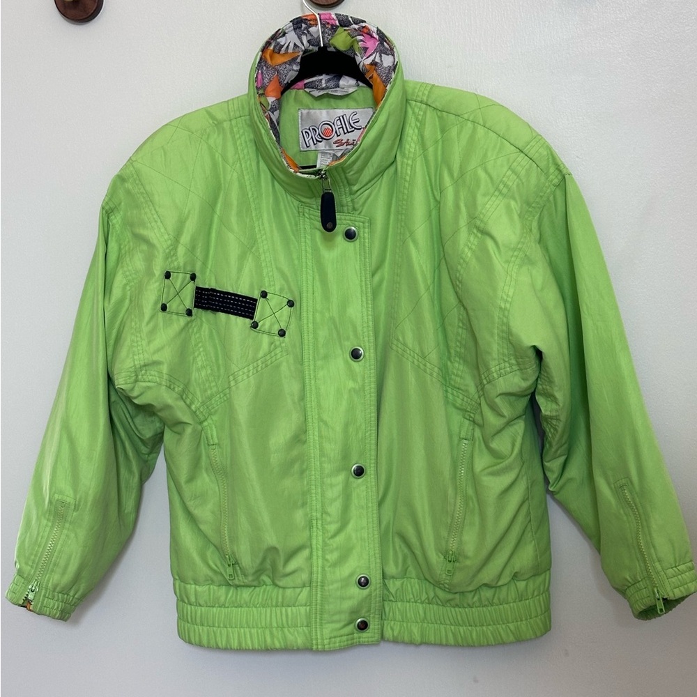 Vintage Neon Green Profile Ski Winter Coat